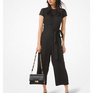 Crepe belted jumpsuit